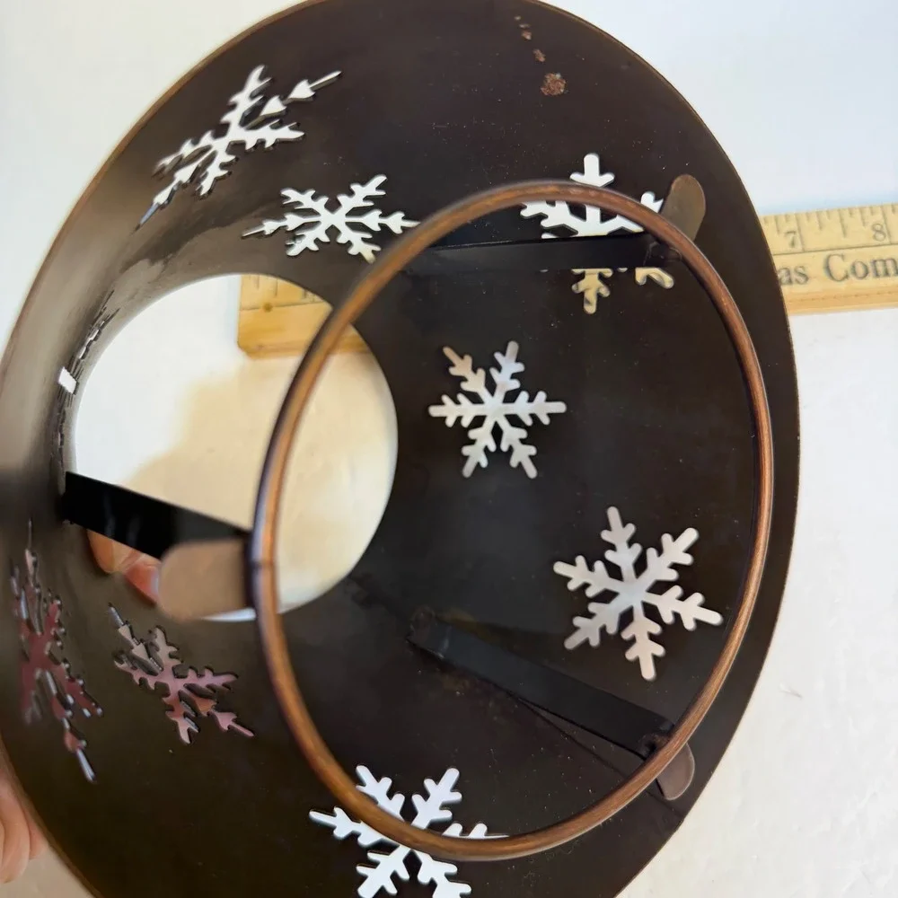 Copper Snowflake Metal Candle Jar Topper Holiday Winter Decor Large Jar Shade